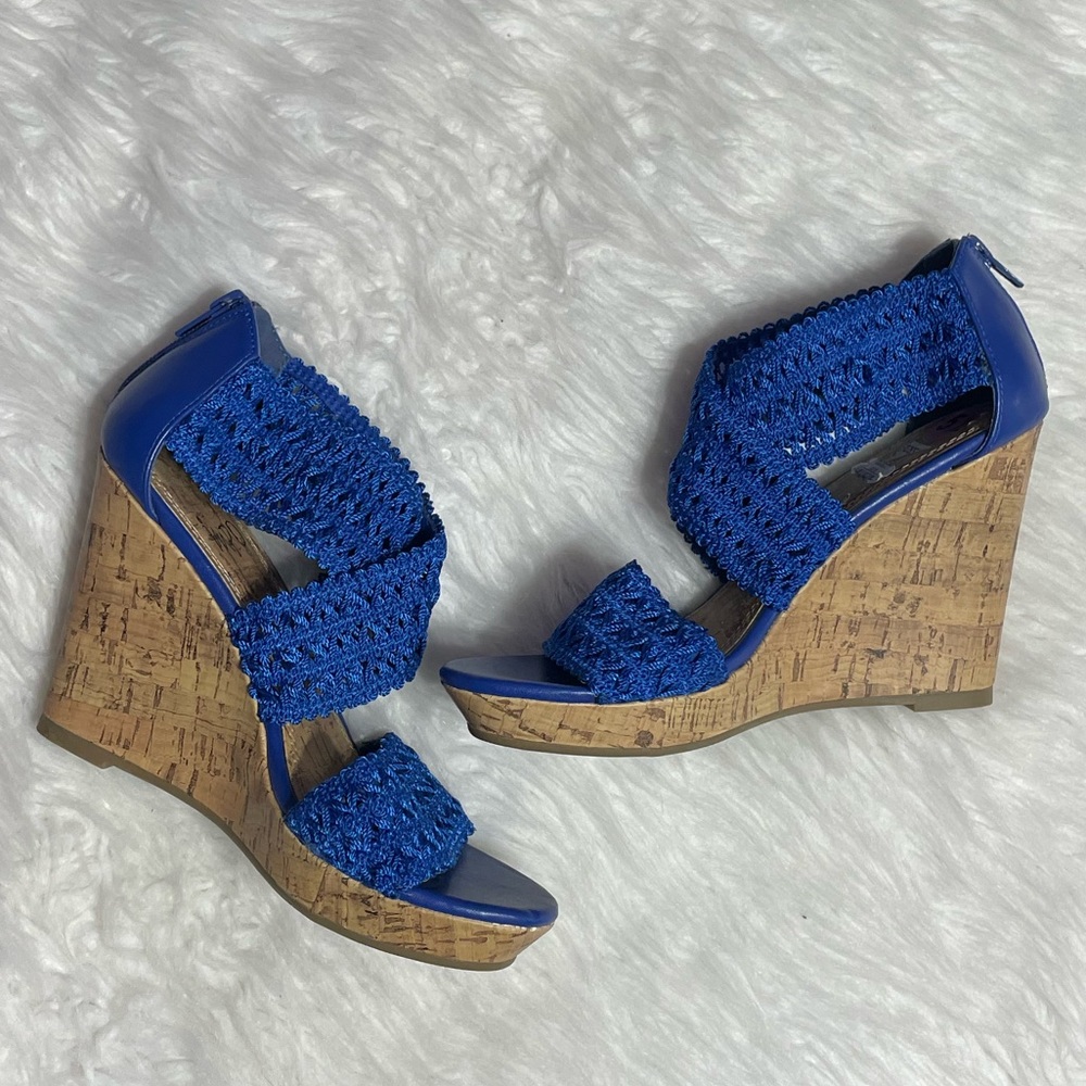 NWOT Impo Royal Blue Crochet Wedges